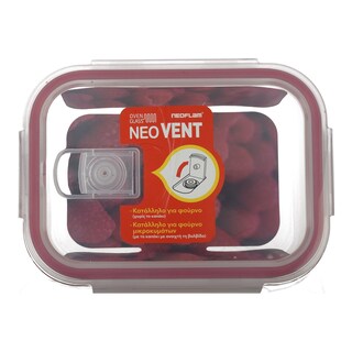 NEOFLAM | Φαγητοδοχείο Γυάλινο Βαλβίδα 640ml 1 Τεμάχιο