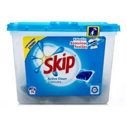 SKIP | ΚΑΨΟΥΛΕΣ ΠΛΥΝΤΗΡΙΟΥ ΡΟΥΧΩΝ ACTIVE CLEAN 16 ΜΕΖ REGULAR 16 ΜΕΖ