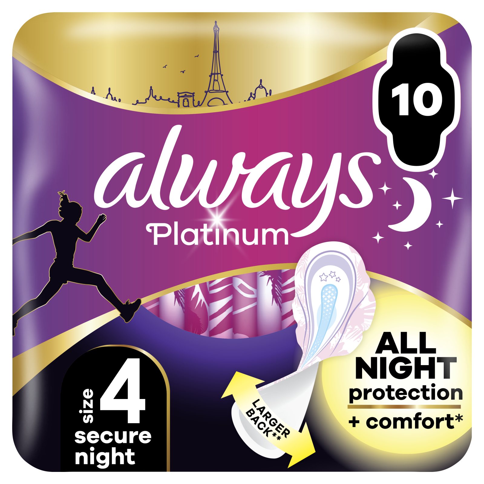 ALWAYS, Σερβιέτες Ultra Platinum Secure Night 10 Τεμάχια