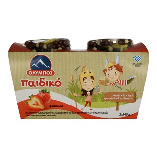 ΟΛΥΜΠΟΣ | Επιδόρπιο Γιαουρτιού Παιδικό Φράουλα 2 Χ 145 gr