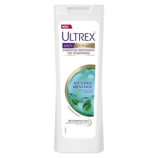 ULTREX | Σαμπουάν Ice Cool Menthol Αντιπιτυριδικό 360ml Έκπτωση 50%
