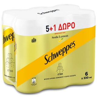 SCHWEPPES | Σόδα Λεμόνι Κουτί 6x330ml 5+1 Δώρο