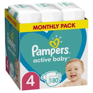 PAMPERS | Diapers Active Baby No4 Online Exclusively 180 Pieces