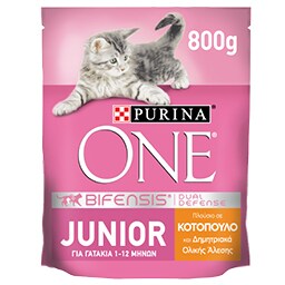 PURINA ONE | Γατοτροφή Junior Κοτόπουλο & Δημητριακά 800g
