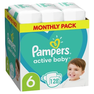 PAMPERS | Πάνες Μωρού Active Baby Νο6 Αποκλειστικά Online 128 Τεμάχια