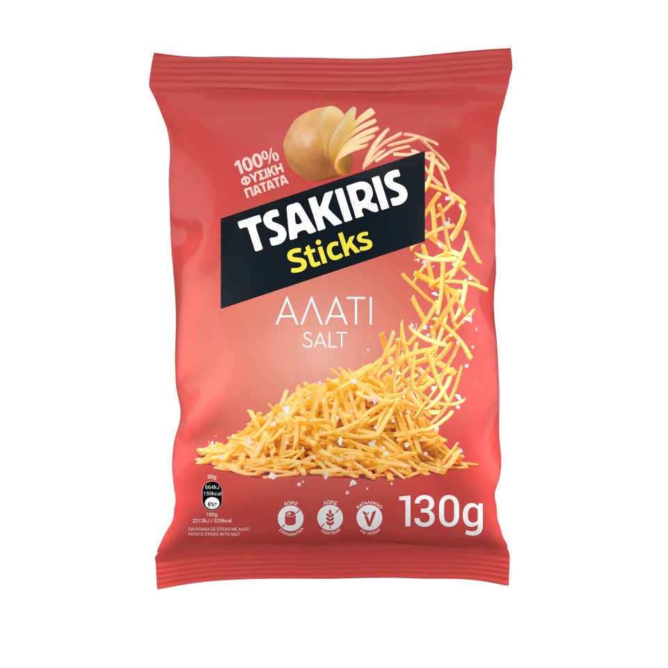 ΤΣΑΚΙΡΗΣ Τσιπς Sticks με Αλάτι 130g