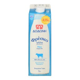 ΔΩΔΩΝΗ | Φρέσκο Γάλα Πλήρες 3.5% Λιπαρά 1lt Έκπτωση 0.15Ε