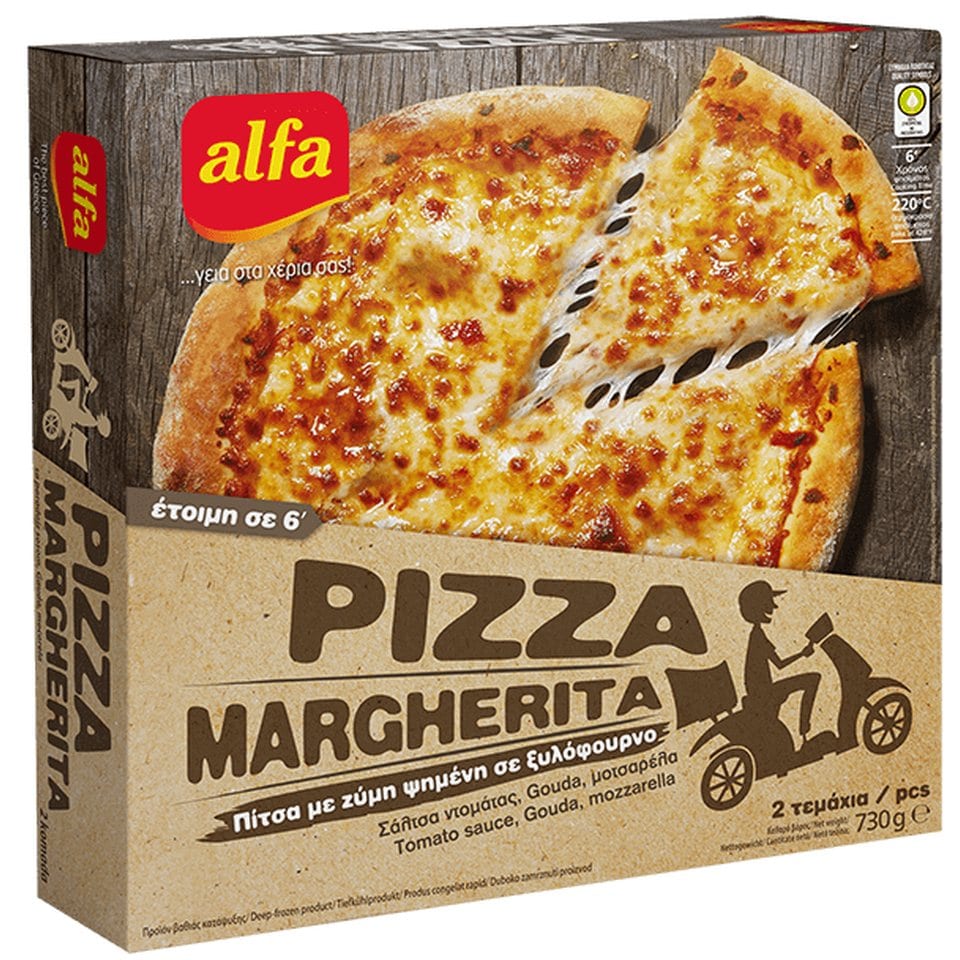 ALFA Πίτσα Μαργαρίτα Κατεψυγμένη 2 Τεμάχια 730gr