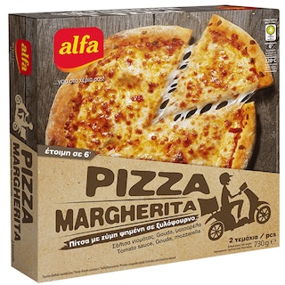 ALFA | Πίτσα Μαργαρίτα Κατεψυγμένη 2 Τεμάχια 730gr