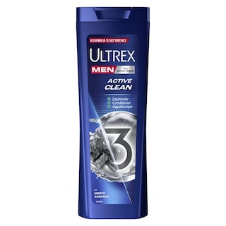 ULTREX | Σαμπουάν Active Clean 3σε1 Αντιπιτυριδικό 360ml
