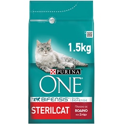 PURINA ONE | Γατοτροφή Sterilcat Βοδινό Σιτάρι 1.5kg