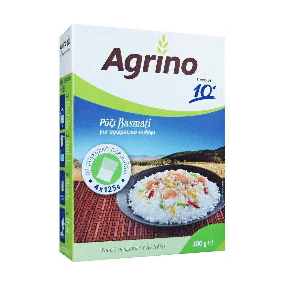 AGRINO Ρύζι Basmati Ινδίας 10' 4x125g