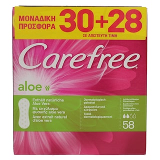 CAREFREE | ΣΕΡΒΙΕΤΑΚΙΑ ALOE 58 ΤΕΜ ΕΙΔΙΚΗ ΤΙΜΗ 30 + 28 ΤΕΜΑΧΙΑ