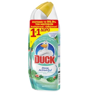 DUCK | Υγρό Καθαριστικό Λεκάνης Deep Action Gel Μέντα 750ml 1+1 Δώρο