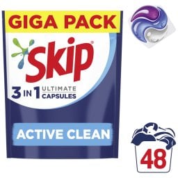 SKIP | Kάψουλες Πλυντηρίου Ρούχων Active Clean 48 Μεζούρες