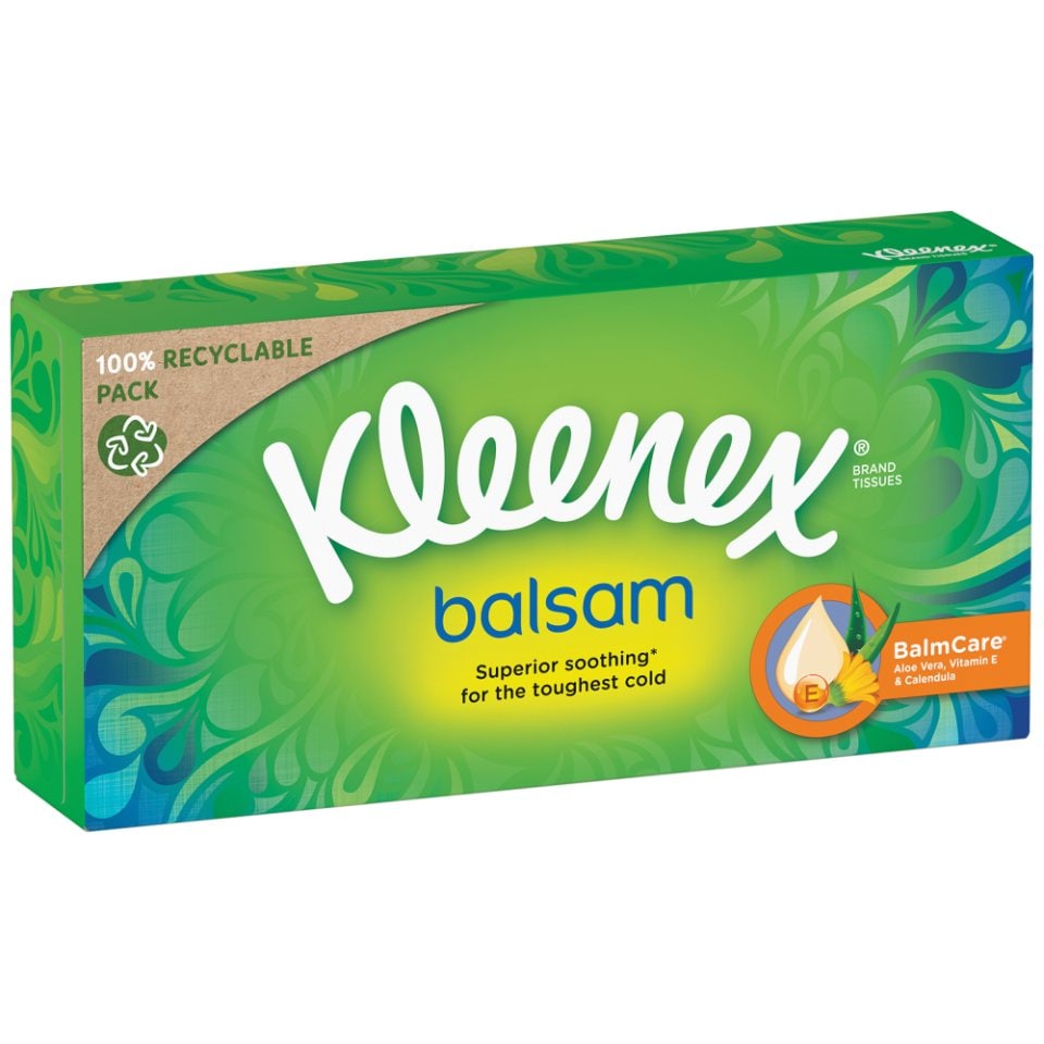 KLEENEX Χαρτομάντηλα 3Φυλλα Κουτί Balsam 64 Φύλλα