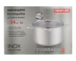 NEOFLAM | Κατσαρόλα Ανοξείδωτη Inox Γυάλινο Καπάκι 24cm 1 Τεμάχιο