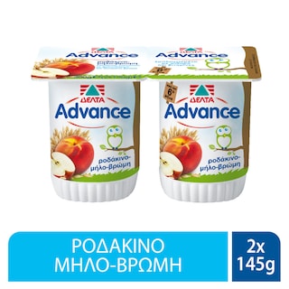 ADVANCE | Επιδόρπιο Γιαουρτιού Ροδάκινο Μήλο Βρώμη 2x145g