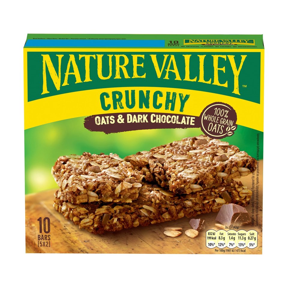 NATURE VALLEY Μπάρες Δημητριακών Crunchy Μαύρη Σοκολάτα 5x42g