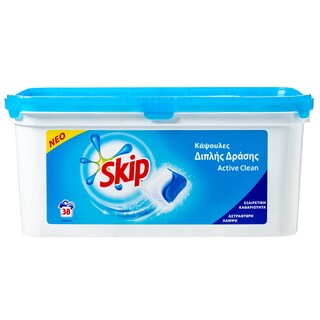 SKIP | Κάψουλες Πλυντηρίου Ρούχων Διπλής Δράσης Active Clean 38 Τεμάχια