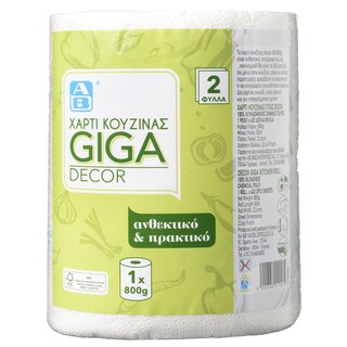 ΑΒ | Χαρτί Κουζίνας Giga Decor 2 Φύλλα 1 Ρολό 800g