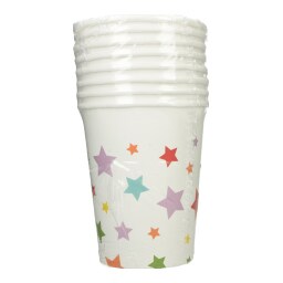 DECORATA | Ποτήρια Χάρτινα Πολύχρωμα Αστέρια 200ml 8 Τεμάχια