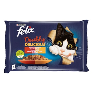 FELIX | Γατοτροφή AGAIL Doubly Delicious Κρεατικά σε Ζελέ 4x85g