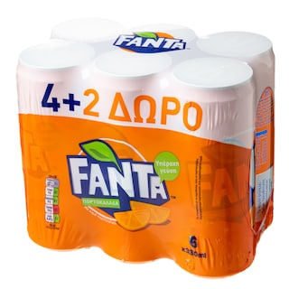 FANTA | Αναψυκτικό Πορτοκαλάδα Κουτί 6 X 330ml 4+2 Δώρο