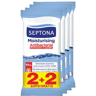 SEPTONA | Αντιβακτηριδιακά Μαντηλάκια Moisturising 30+30 Τεμάχια Δώρο