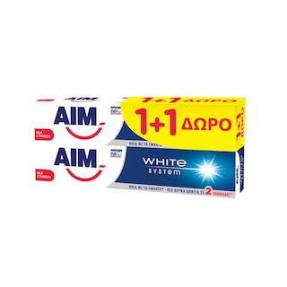 AIM | Οδοντόκρεμα White System 75ml 1+1 Δώρο