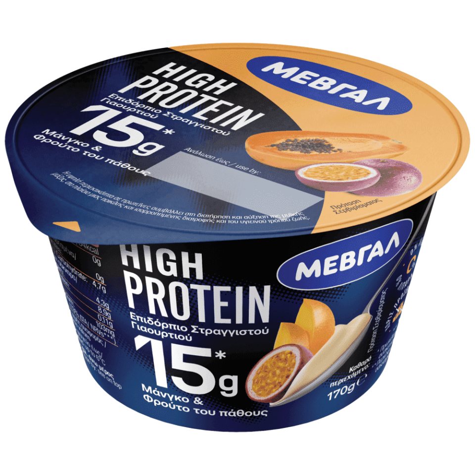 ΜΕΒΓΑΛ Επιδόρπιο Γιαουρτιού High Protein Mango Passion Fruits 170g