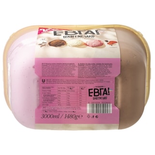 ΕΒΓΑ | Παγωτό Σοκολάτα Βανίλια Φράουλα 1.48kg Δώρο 50%