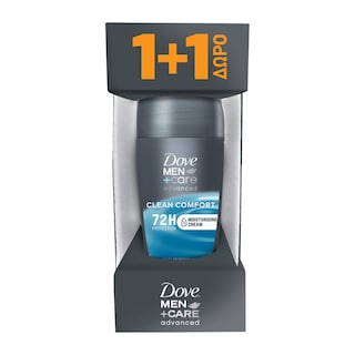 DOVE | Αποσμητικό Roll On Men Advanced Care Clean Comfort 50ml 1+1 Δώρο