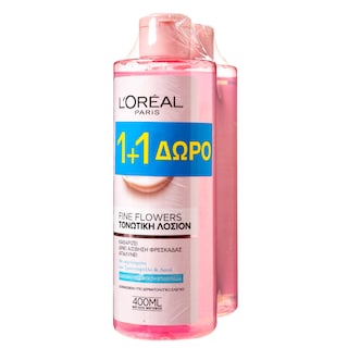 L'OREAL | Τονωτική Λοσιόν Προσώπου Fine Flowers Τριαντάφυλλο & Λωτός 400ml 1+1 Δώρο