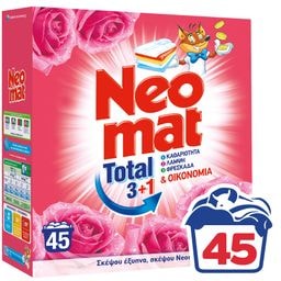 NEOMAT | Σκόνη Πλυντηρίου Ρούχων Άγριο Τριαντάφυλλο 45 Μεζούρες