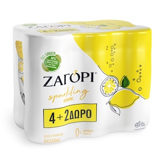 ΖΑΓΟΡΙ | Ανθρακούχο Νερό Λεμόνι 6x330ml 4+2 Δώρο