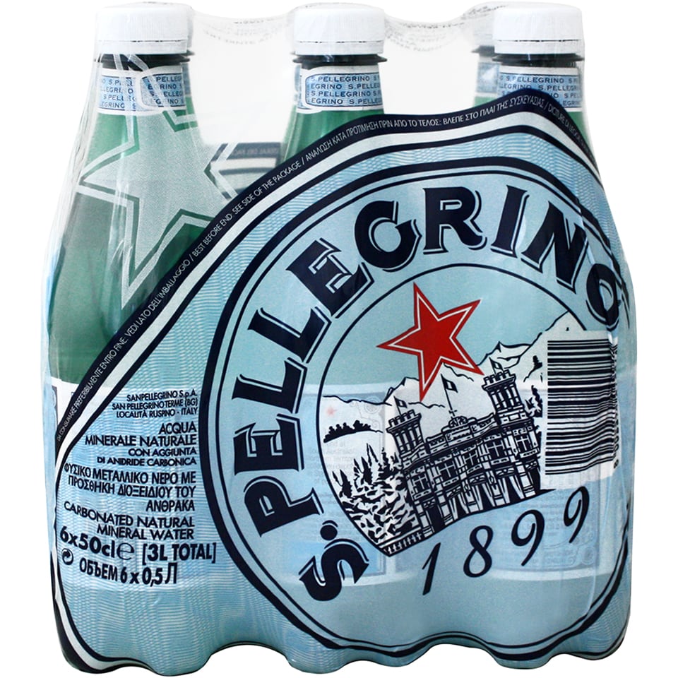 SAN PELLEGRINO Ανθρακούχο Νερό Φυσικό Μεταλλικό 6 X 500ml