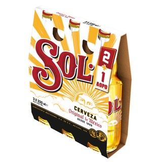 SOL | Μπύρα Exotic Lager Φιάλη 3x330ml 2+1 Δώρο