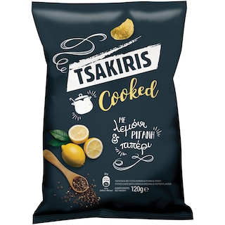 ΤΣΑΚΙΡΗΣ | Τσιπς Cooked Λεμόνι Ρίγανη Πιπέρι 120g