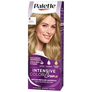 PALETTE | Βαφή Μαλλιών Intensive Color 8 Ξανθό Ανοιχτό 1 Τεμάχιο