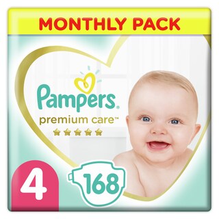PAMPERS | Πάνες Μωρού Premium Care Νο4 Αποκλειστικά Online 168 Τεμάχια