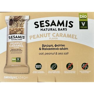 SESAMIS | Μπάρα Βρώμης Bio με Φιστίκι και Θαλασσινό Αλάτι 3x34g