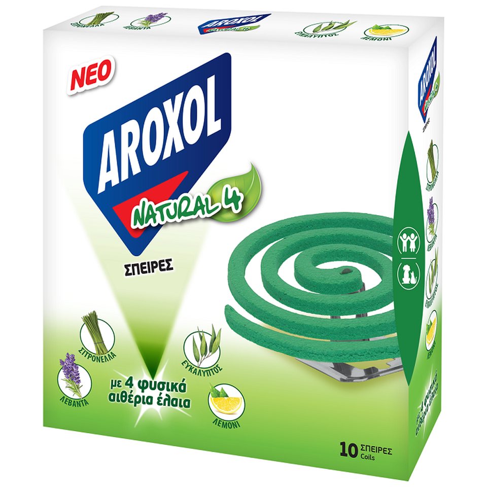 AROXOL Εντομοαπωθητικές Σπείρες Natural 4 Spiral 10 Τεμάχια