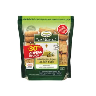 ΜΑΝΝΑ | MANNA OLIVE RUSKS 650G (30% FREE PRODUCT)
