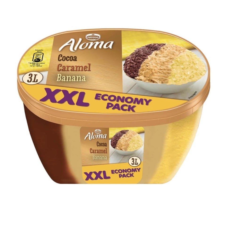 ALOMA Παγωτό XXXL Σοκολάτα Μπανάνα Καραμέλα 1.455kg