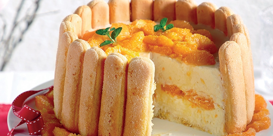 Σαρλότ με μους λευκής σοκολάτας και μανταρίνια