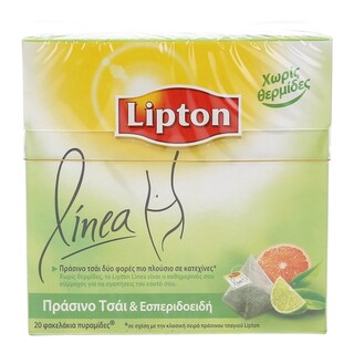 LIPTON | LINEA | ΤΣΑΪ ΠΡΑΣΙΝΟ ΚΑΙ ΕΣΠΕΡΙΔΟΕΙΔΗ 20 ΦΑΚΕΛΑ Χ 2,3 GR