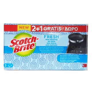 SCOTCH BRITE | Σφουγγάρι Fresh Δεν Χαράζει 3 Τεμάχια 2+1 Δώρο