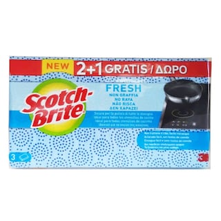 SCOTCH BRITE | Σφουγγάρι Fresh Δεν Χαράζει 3 Τεμάχια 2+1 Δώρο