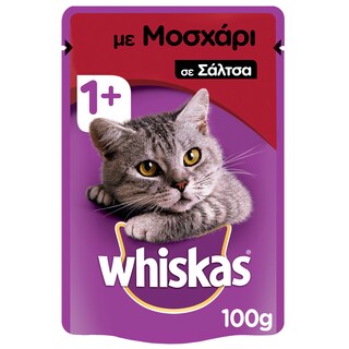 WHISKAS | Γατοτροφή Φακελάκι Μοσχάρι Σε Σάλτσα 100 gr